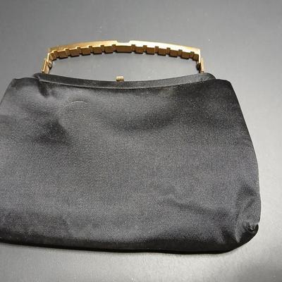 Vintage Ande clutch bag / purse with gold metal handle with another vintage purse and a fancy belt