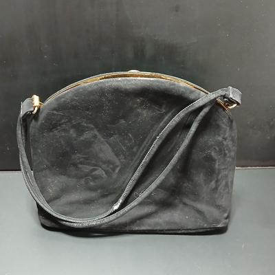 Vintage Ande clutch bag / purse with gold metal handle with another vintage purse and a fancy belt