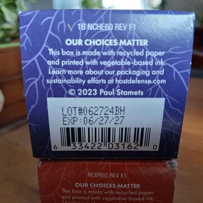 Brand new sealed Host Defense Dietary Supplement Mushrooms - Breathe and Lion's Mane made with organic mushrooms