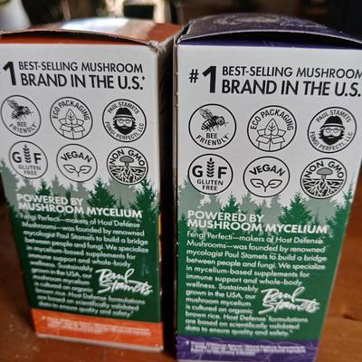 Brand new sealed Host Defense Dietary Supplement Mushrooms - Breathe and Lion's Mane made with organic mushrooms