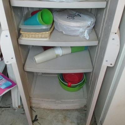 Plastic Cabinet Includes Contents Approx 23" x 16 1/2" x 66"