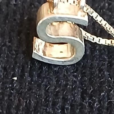.925 Linked designer necklace and a "S" pendant on a chain