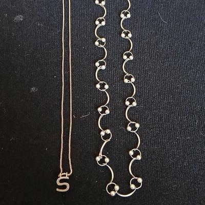 .925 Linked designer necklace and a "S" pendant on a chain