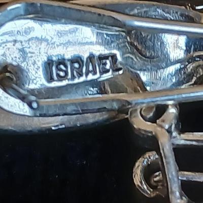 Boma .925 sterling silver marked Watch pendant with a pair of earrings marked Isreal