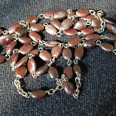 Antique Reliquary Crucifix Spina Christi Seed Lignum M Olivarum Relic Rosary Beads with two pair of Vintage earrings - Onyx stone like...