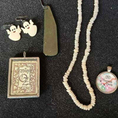 Variety of fun Jewelry Wizard of oz Pendant - coral necklace - Ghost earrings and more