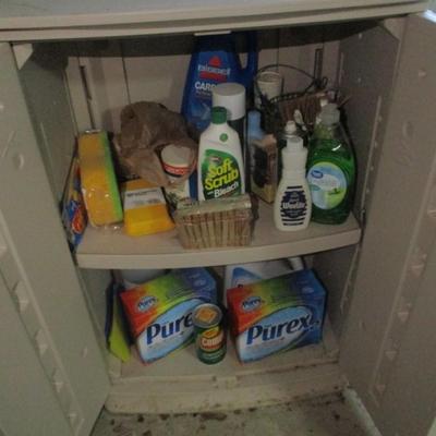 Plastic Storage Cabinet With Contents Approx 24" x 17" x 36"