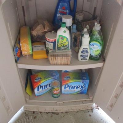 Plastic Storage Cabinet With Contents Approx 24" x 17" x 36"