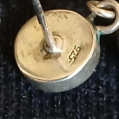 .925 marked earrings - Half gold half silver-colored coil / screw earrings with a unique vintage necklace