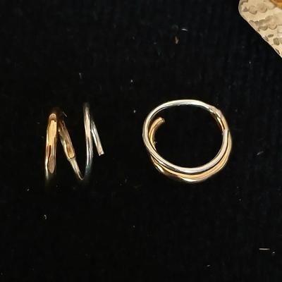.925 marked earrings - Half gold half silver-colored coil / screw earrings with a unique vintage necklace