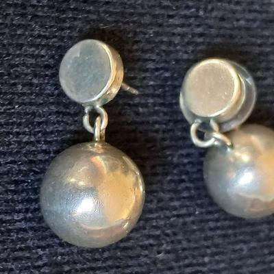 .925 marked earrings - Half gold half silver-colored coil / screw earrings with a unique vintage necklace