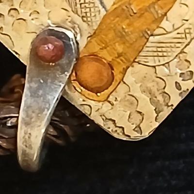 .925 marked earrings - Half gold half silver-colored coil / screw earrings with a unique vintage necklace