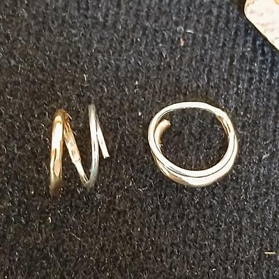 .925 marked earrings - Half gold half silver-colored coil / screw earrings with a unique vintage necklace