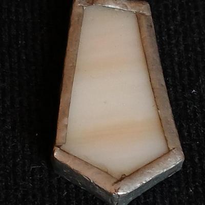 .925 Italy marked cable choker necklace a .925 marked pair of vintage blue earrings and a stain glass / stone like feather pendant