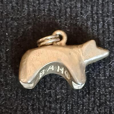 Vintage sterling silver original bear fetish charm signed BAH .925 marked pendant and a signed pendant with a pearl like design