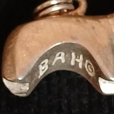 Vintage sterling silver original bear fetish charm signed BAH .925 marked pendant and a signed pendant with a pearl like design
