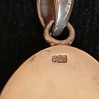 Vintage sterling silver original bear fetish charm signed BAH .925 marked pendant and a signed pendant with a pearl like design