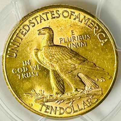 1914 D US American Eagle Indian Head Gold Coin $10 Dollars Graded NGC MS 62
