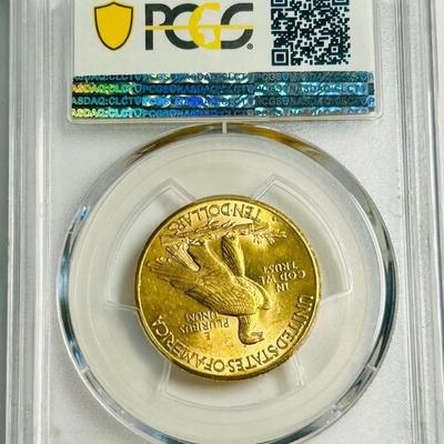 1914 D US American Eagle Indian Head Gold Coin $10 Dollars Graded NGC MS 62