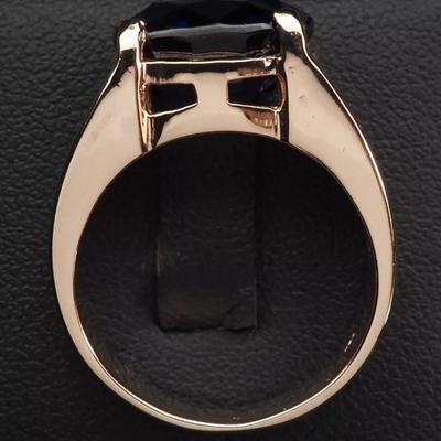 Glamorous Royal Blue Sapphire 9.70Ct 925 Sterling Silver Rose Gold Plated Ring