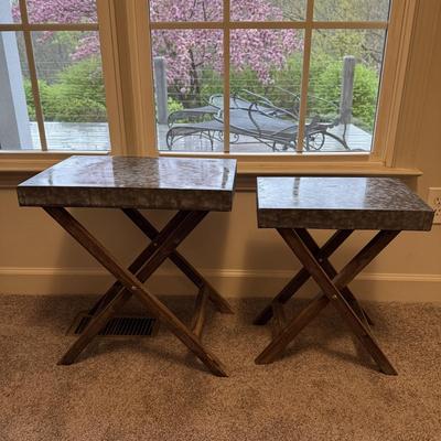 Pair of Wood and Metal End Tables (GB1-BM)