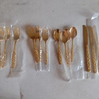Americana Golden Heritage Flatware- 16 Pieces- Mostly in New Condition