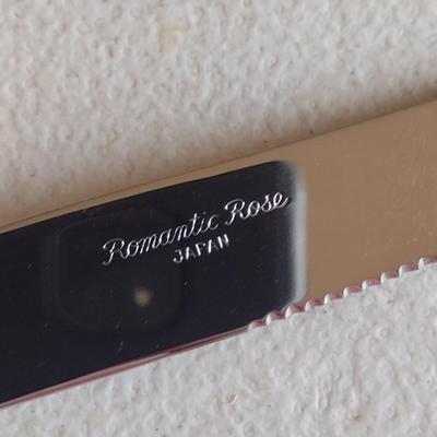 Romantic Rose Japan Serrated Table Knife Set- Eight Pieces