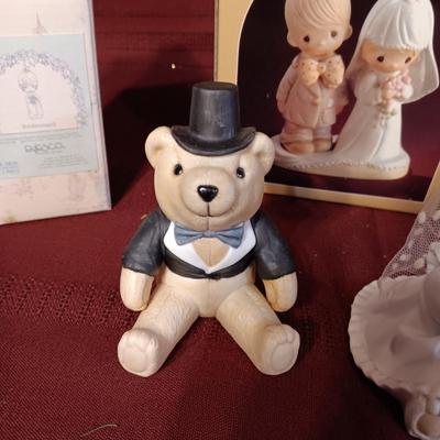 PRECIOUS MOMENTS AND RUSS BRIDE AND GROOM FIGURINES