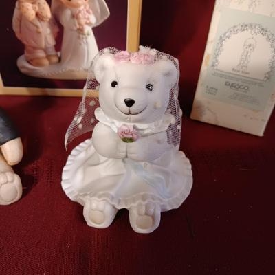 PRECIOUS MOMENTS AND RUSS BRIDE AND GROOM FIGURINES