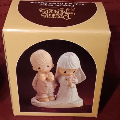 PRECIOUS MOMENTS AND RUSS BRIDE AND GROOM FIGURINES