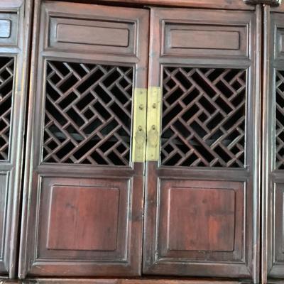K8215 Vintage 19th Century Chinese Kitchen Red Cabinet