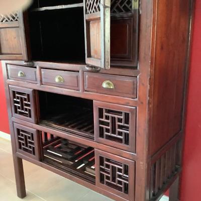 K8215 Vintage 19th Century Chinese Kitchen Red Cabinet