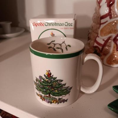 SPODE COFFEE MUG, COOKIE JAR, SALT/PEPPER SHAKERS AND MORE