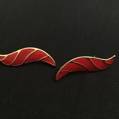 Red Gold Tone Vintage Earrings