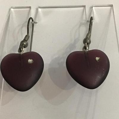 Purple Frosted Glass Rhinestone Earrings