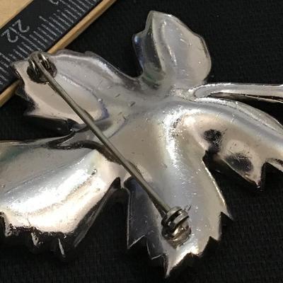 Pave Leaf Vintage Brooch