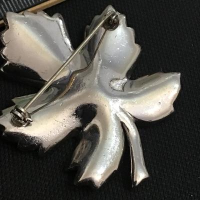 Pave Leaf Vintage Brooch