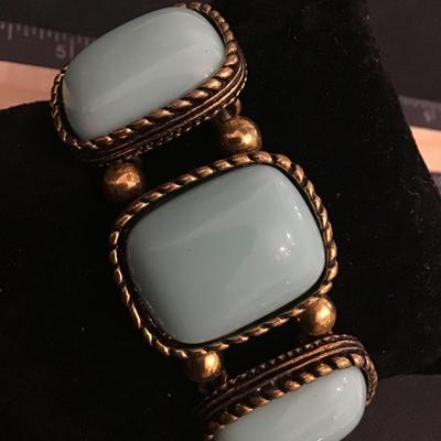 Sea Foam Green awith Antique Gold Tone Bracelet