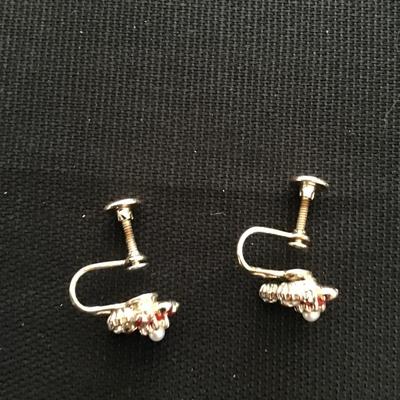 Vintage Faux Pearl and rhinestone enamel earrings