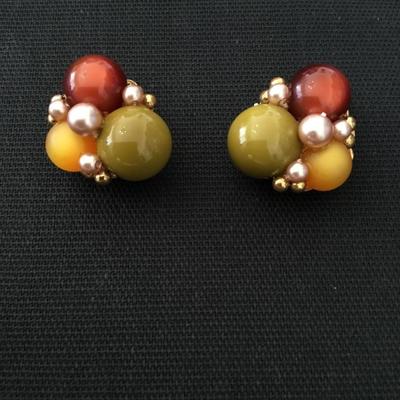 Beautiful warm color beaded go pro clip on earrings