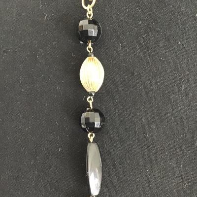 Gold tone black faux necklace and earrings