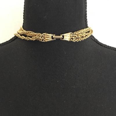 Beautiful, vintage, gold, toned, multi layered chain necklace