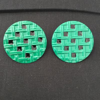 Vintage, circular forest, green basket, weave stud earrings