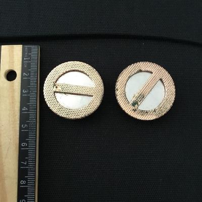 Vintage, circular pink velvet stud earrings