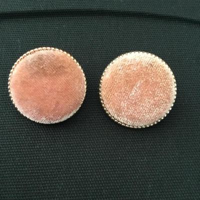 Vintage, circular pink velvet stud earrings