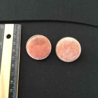 Vintage, circular pink velvet stud earrings