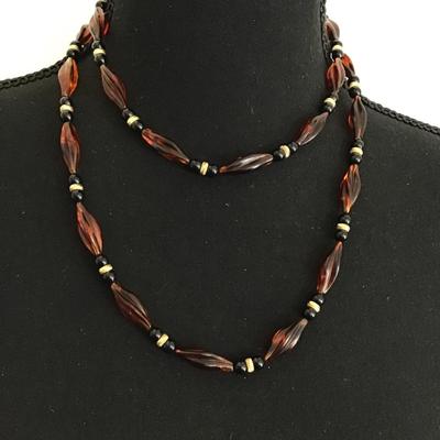 Nice brown gold and black beaded necklace