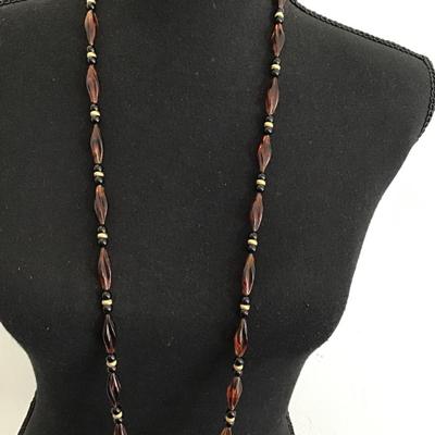 Nice brown gold and black beaded necklace