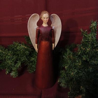 3 GLASS MIKASA VOTIVE CANDLE HOLDERS, A WOODEN ANGEL AND MORE