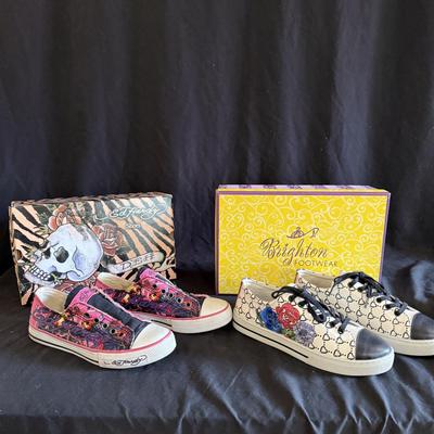 Ed Hardy & Brighton Sneakers Size 7 (GB1-BM)